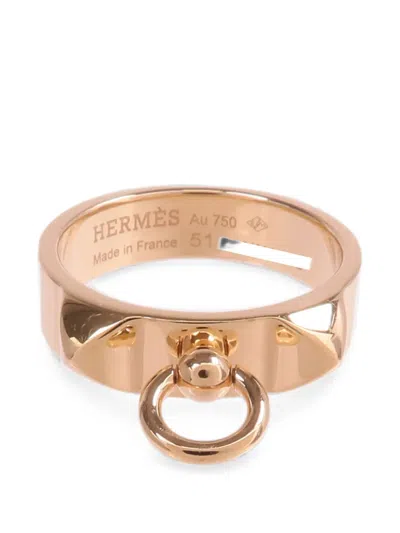 Pre-owned Hermes Collier De Chien Ring In Pink
