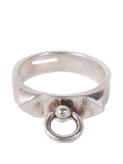 Pre-owned Hermes Collier De Chien Ring In Silver