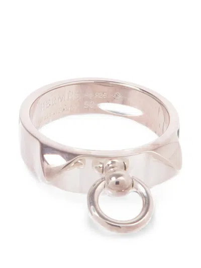 Pre-owned Hermes Collier De Chien Ring In Silver