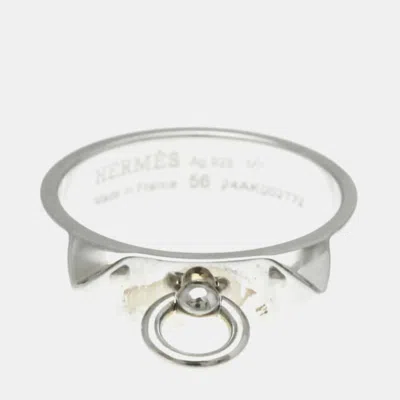 Pre-owned Hermes Collier De Chien Ring Silver 925 Fashion No Stone Band Ring Silver