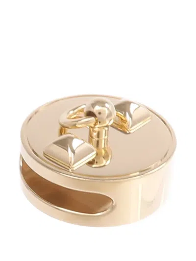 Pre-owned Hermes Collier De Chien Scarf Ring In Gold
