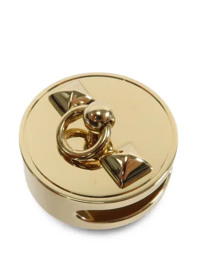 Pre-owned Hermes Collier De Chien Scarf Ring In Gold