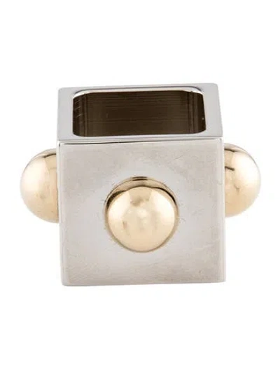 Pre-owned Hermes Collier De Chien Scarf Ring In Silver