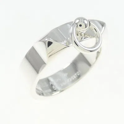Pre-owned Hermes Collier De Chien Silver 925 Band Ring ()