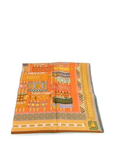 Pre-owned Hermes Colliers De Chiens Scarf In Orange