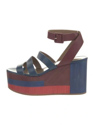 Pre-owned Hermes Color Block Strappy Leather Pumps In Blue