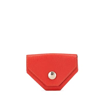 Pre-owned Hermes Color Vermilion Epsom Leather Coin Purse/coin Case () In Multi
