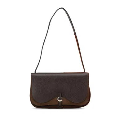 Pre-owned Hermes Colorado Brown Toile Officier Vache Liegee Leather Shoulder Bag ()