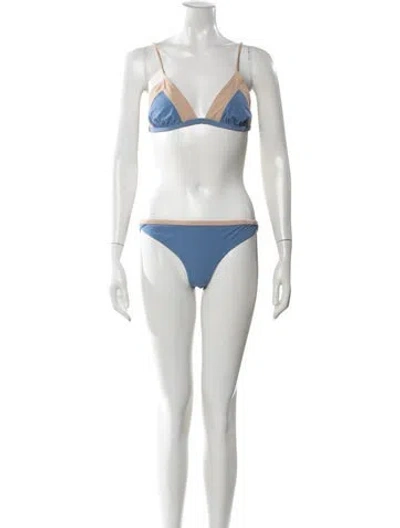 Pre-owned Hermes Colorblock Pattern Bikini In Blue