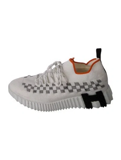 Pre-owned Hermes Colorblock Pattern Chunky Sneakers In White
