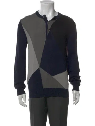 Pre-owned Hermes Colorblock Pattern Crew Neck Cardigan In Black