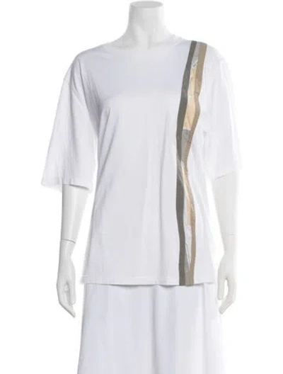 Pre-owned Hermes Colorblock Pattern Crew Neck T-shirt In White