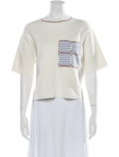 Pre-owned Hermes Colorblock Pattern Crew Neck T-shirt In White