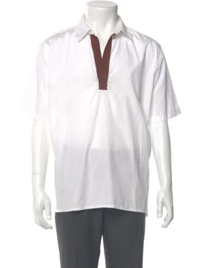 Pre-owned Hermes Colorblock Pattern Short Sleeve Shirt In White