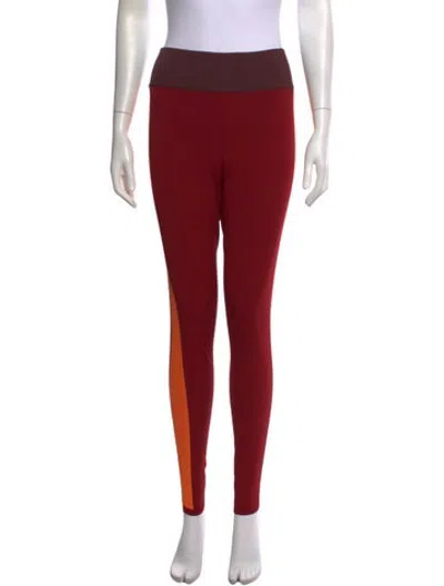 Pre-owned Hermes Colorblock Pattern Skinny Leg Pants In Red
