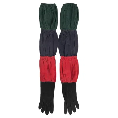 Pre-owned Hermes Hermès Colorful Long Leather Gloves In Black