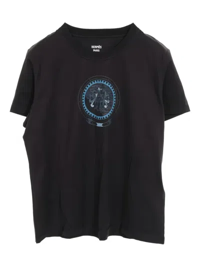 Pre-owned Hermes Coloriages De Jour T-shirt In Black