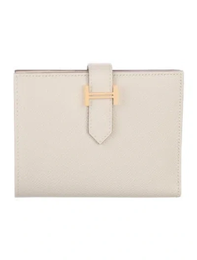 Pre-owned Hermes Compact Bearn Wallet In Neutral