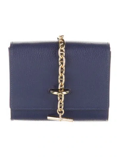Pre-owned Hermes Compact Wallet In Blue