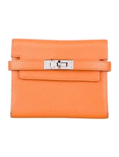Pre-owned Hermes Compact Wallet In Orange