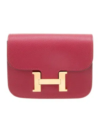 Pre-owned Hermes Compact Wallet In Red