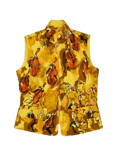 Pre-owned Hermes Concerto Sleeveless Jacket In Yellow