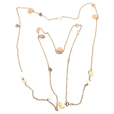 Pre-owned Hermes Confetti Rose Gold 42" Long Link Chain Necklace In Red