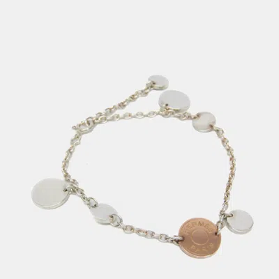 Pre-owned Hermes Confetti Serie 18k Pink Gold Silver 925 Charm Bracelet