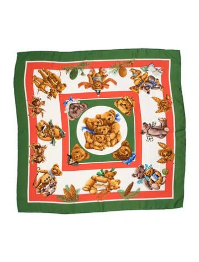 Pre-owned Hermes Confidents Des Coeurs Silk Scarf In Green
