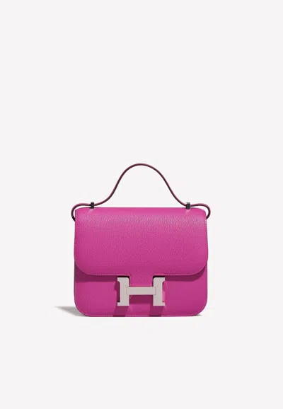 Hermes Constance 18 In Magnolia Chèvre Mysore With Palladium Hardware In Pink