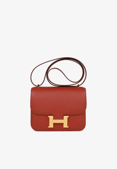Hermes Constance 18 In Rouge Venitien Epsom With Gold Hardware In Brown