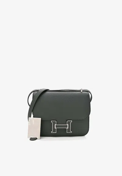 Hermes Constance 18 In Vert Mangrove Epsom Leather With Enamel Hardware In Green