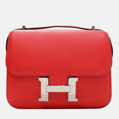 Pre-owned Hermes Constance 18 Mini Epsom Leather Shoulder Bag In Red