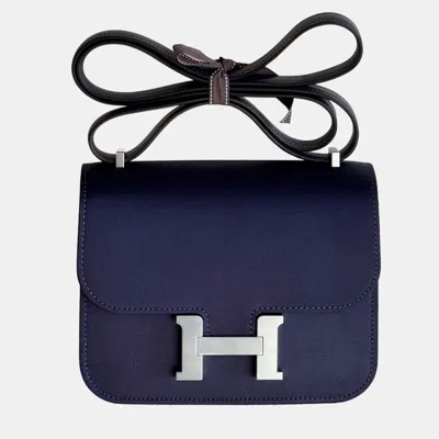 Pre-owned Hermes Constance 19 Silk Deep Sea Blue / Midnight Blue