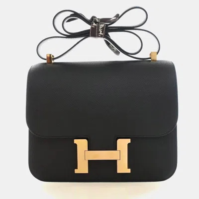 Pre-owned Hermes Constance 24 Black Epsom Calfskin Leather Shoulder Bag