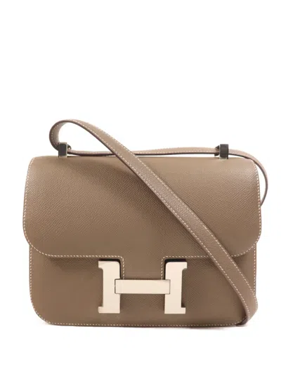 Pre-owned Hermes Constance 24 Calfskin Crossbody Bag In Gray