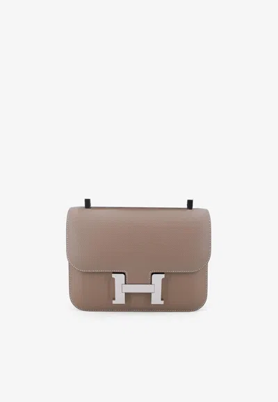 Hermes Constance 24 In Etoupe Epsom Leather With Palladium Hardware In Brown