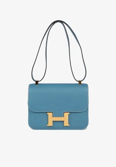 Hermes Constance 24 New Bleu Jean Epsom With Gold Hardware In Pattern