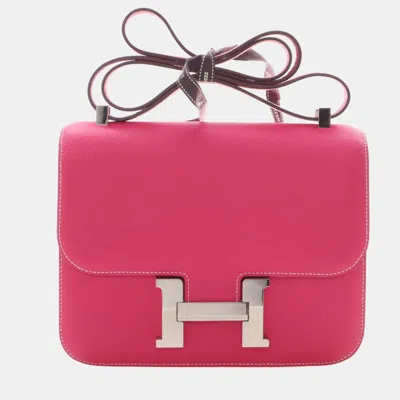 Pre-owned Hermes Constance 24 Rose Tyrien Epsom Calfskin Leather Shoulder Bag In Pink