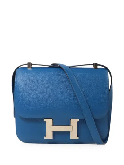 Pre-owned Hermes Constance 24 Satchel Bag In Blue