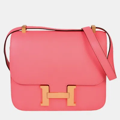 Pre-owned Hermes Constance 3 24 Special Order Rose Azalea Vaux Epson C Stamped (manufactured In 2018) Shoulder In Pink