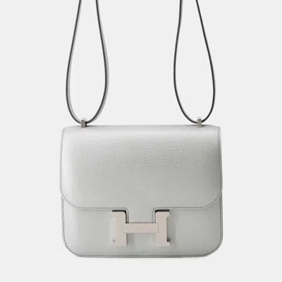 Pre-owned Hermes Constance 3 Miroir Argent Chevre Shamqila Size Mini In Grey