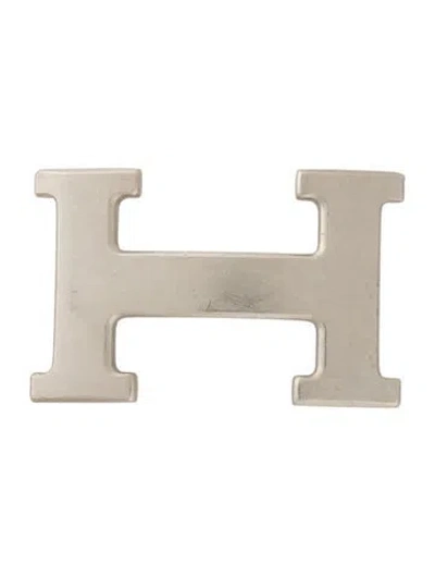 Pre-owned Hermes Constance 32mm Belt Buckle In Silver