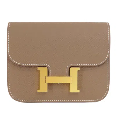 Pre-owned Hermes Constance Beige Etoupe Gray Epsom Leather Shoulder Bag () In Beige, Etoupe Gray