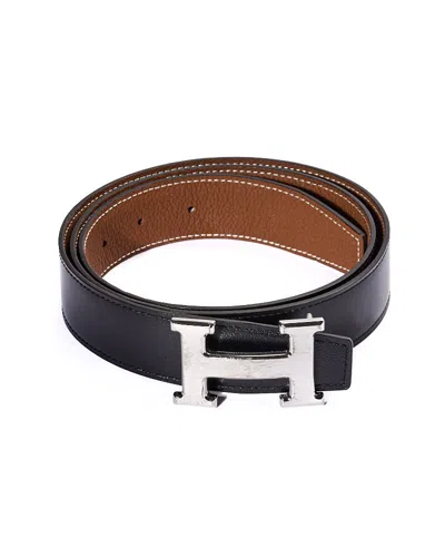 Pre-owned Hermes Hermès Constance Belt 32mm Noir/gold