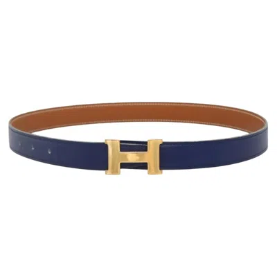 Pre-owned Hermes Constance Belt Leather Blue Leather Belts Accessory ()