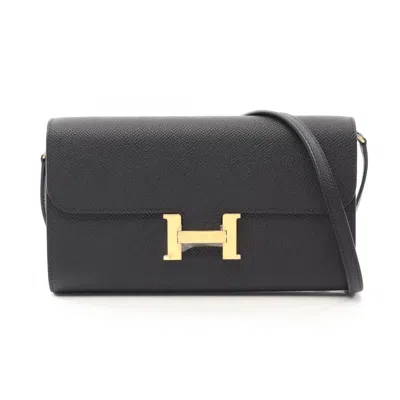 Pre-owned Hermes Constance Black Epsom Leather Shoulder Bag ()