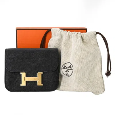 Pre-owned Hermes Constance Black Epsom Leather Wallet (bi-fold) ()
