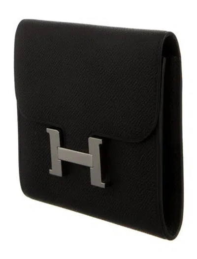 Pre-owned Hermes Constance Compact Wallet In Black
