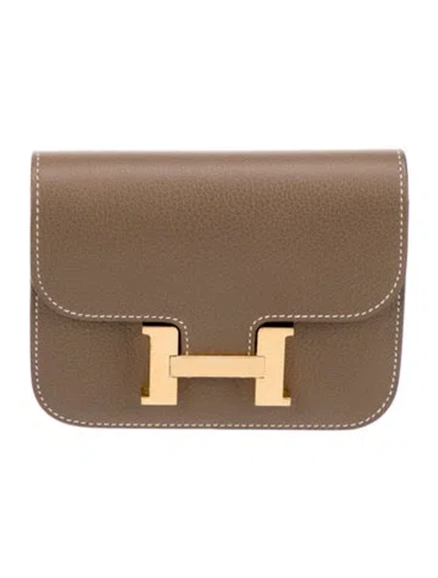 Pre-owned Hermes Constance Compact Wallet In Brown